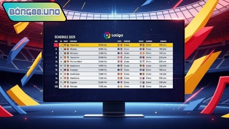Lịch thi đấu Laliga 2025 giai đoạn giữa mùa
